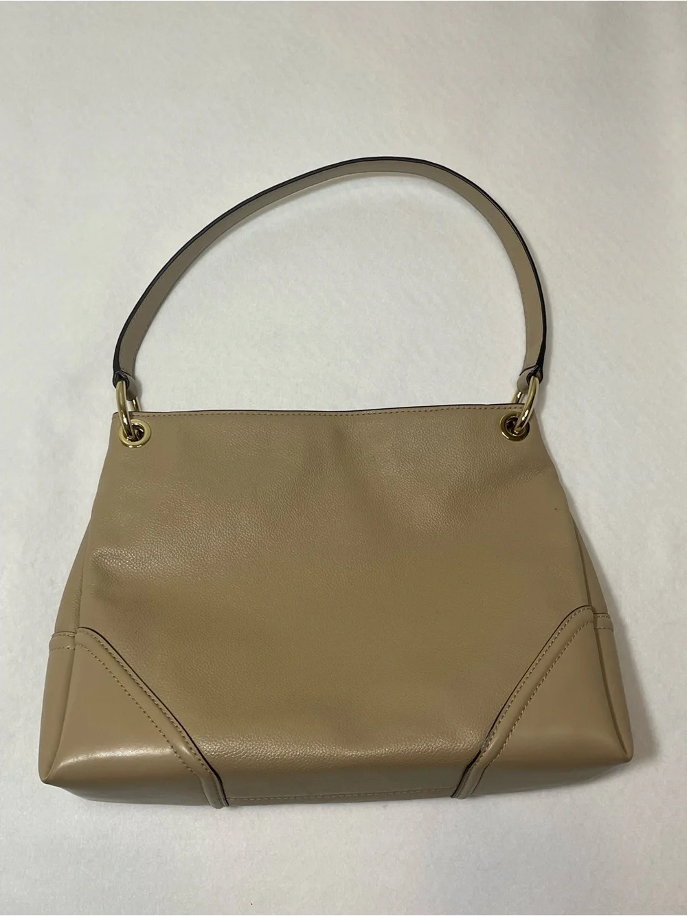 Michael Kors Beige Pebbled Leather Shoulder Bag Gold Hardware Large Hobo